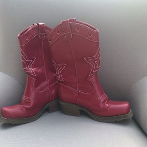 Girls red cowboy boots size 11